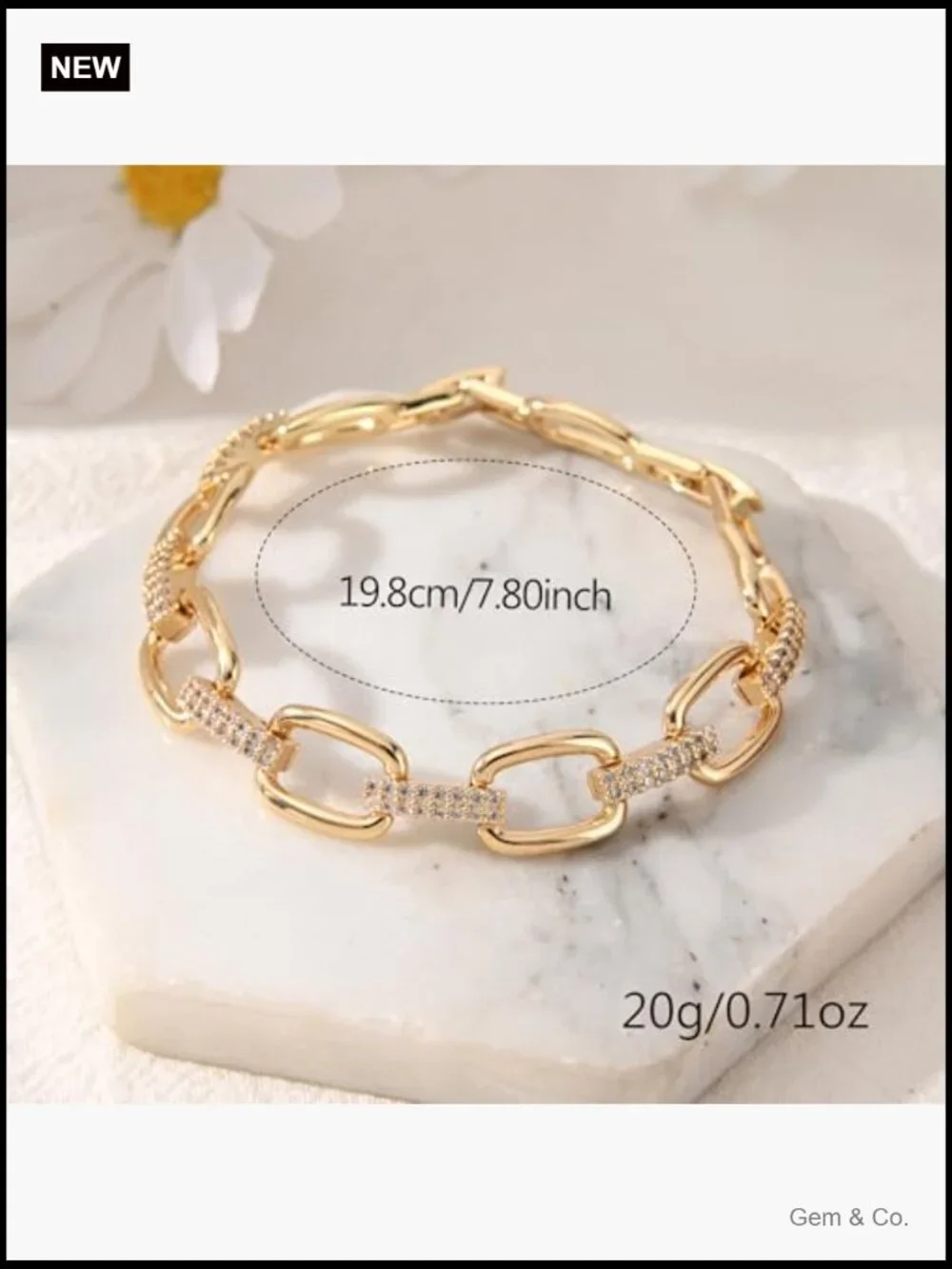 Curb Chain Bracelet with Toggle Clasp - 14K Gold Plated Women's Fashion Jewelry
